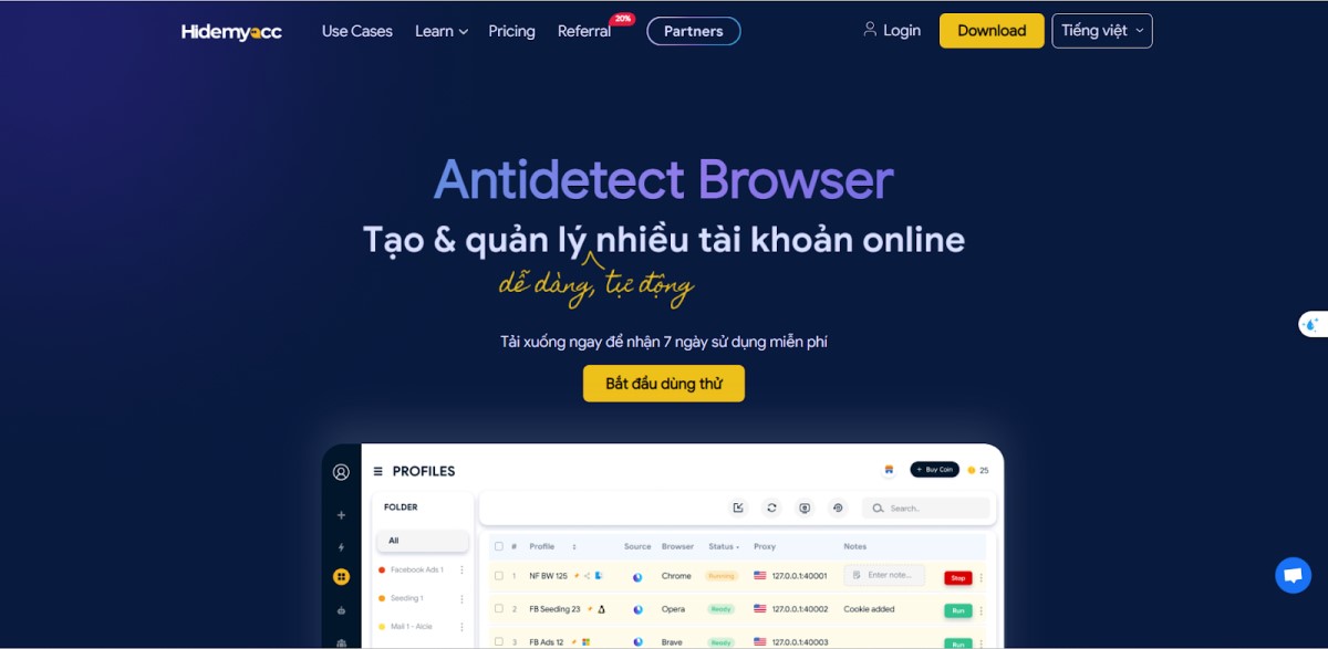 Review Antidetect Browser Hidemyacc - Giải pháp quản lý tài khoản đa nền tảng - ảnh 2