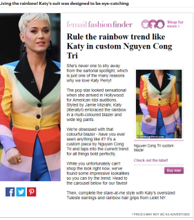 Katy Perry “chọn mặt gửi vàng” với Mẫu áo Lồng đèn của NTK Công Trí tại American Idol 21  Katy Perry bốc lửa - ảnh 1
