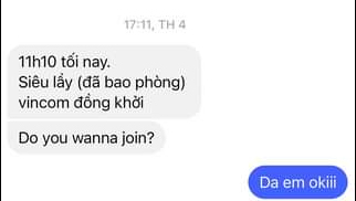 Bằng chứng mà Trương Quỳnh Anh đưa ra là đoạn tin nhắn rủ đi xem phim của Trấn Thành
