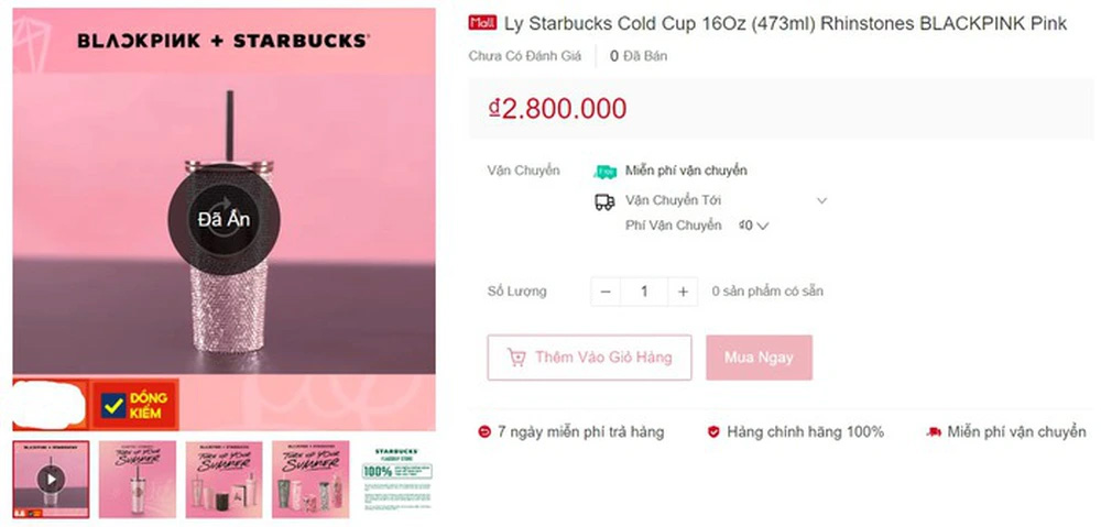 Những chiếc ly được bán với giá 2 triệu 8 (Ảnh chụp màn hình trang chủ Starbucks)