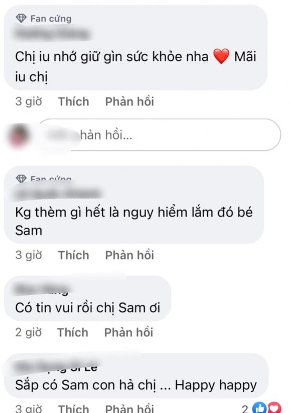 Nhiều người đồn đoán rằng Sam đang có 'tin vui'