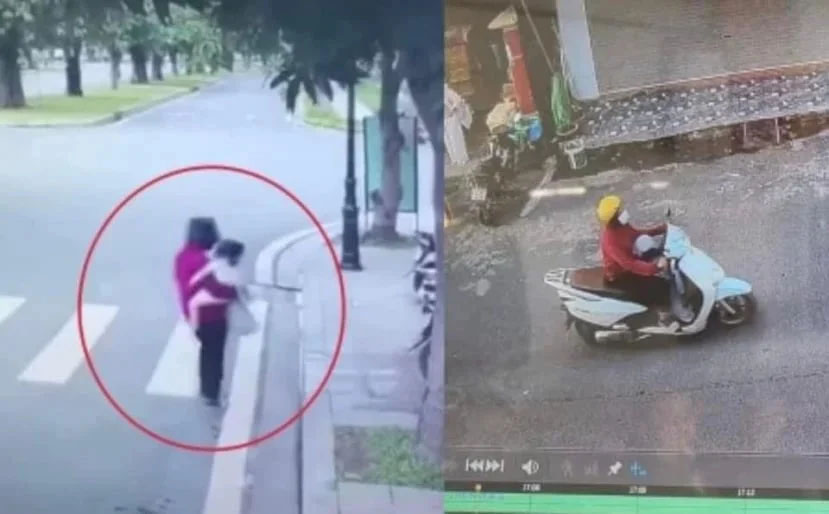 Hình ảnh nghi phạm bắt và đưa cháu bé từ Hà Nội về Hưng Yên