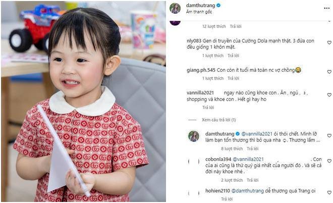 Đàm Thu Trang bị một người dùng mạng bình luận kém duyên 'ngày nào cũng khoe con'