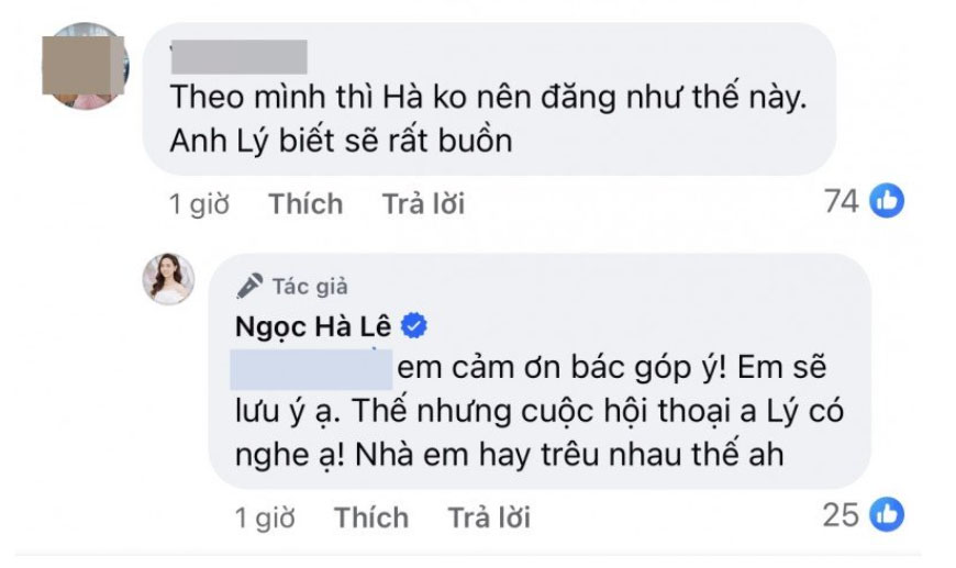 Ngọc Hà trả lời góp ý của cư dân mạng