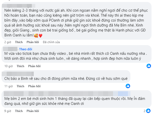 Nhiều mẹ bỉm đã để lại lời khuyên cho Phương Oanh