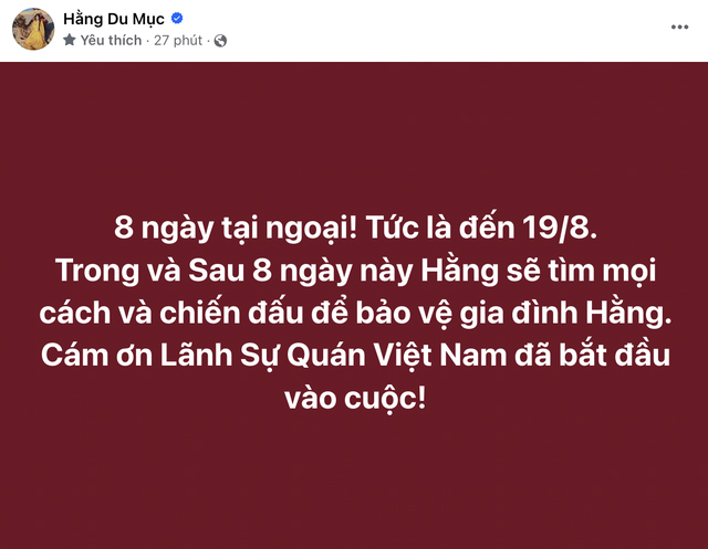 Hằng Du Mục thông báo chồng được tại ngoại