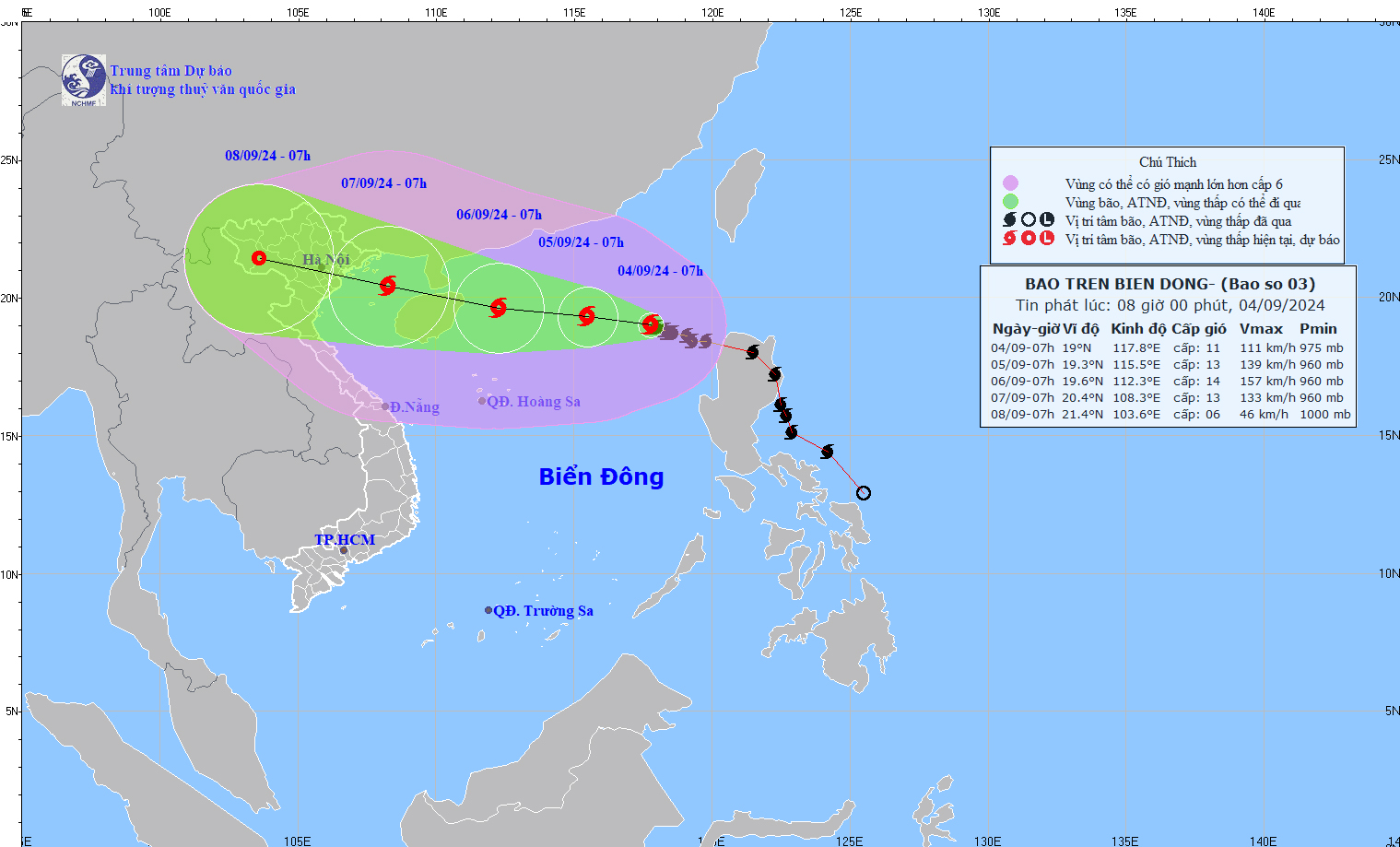 Bão Yagi kéo theo lượng mưa rất lớn (Nguồn: NOAA/The New York Times)