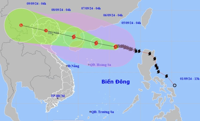 Hướng đi của bão Yagi