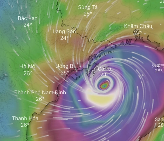 Tâm bão đang áp sát đất liền (cập nhật vào lúc 10 giờ 30 phút ngày 7-9)