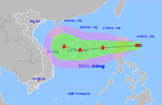 Vị trí và đường đi của áp thấp nhiệt đới (Nguồn: nchmf.gov.vn)