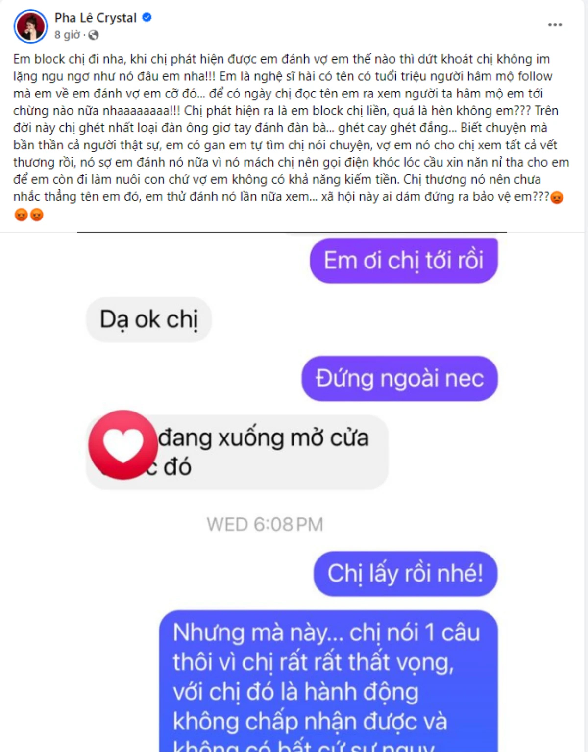 Bài đăng của Pha Lê trên trang cá nhân