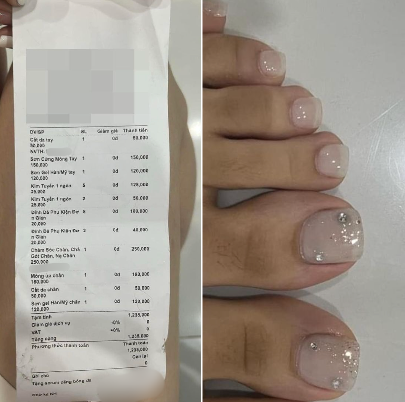 Bộ nail trị giá 1,2 triệu đồng gây tranh cãi khắp MXH. (Ảnh: chunchun688)