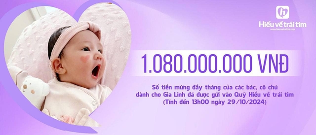 Vợ Chi Bảo thông báo dùng 1,08 tỷ đồng tiền mừng đầy tháng của con gái để làm từ thiện