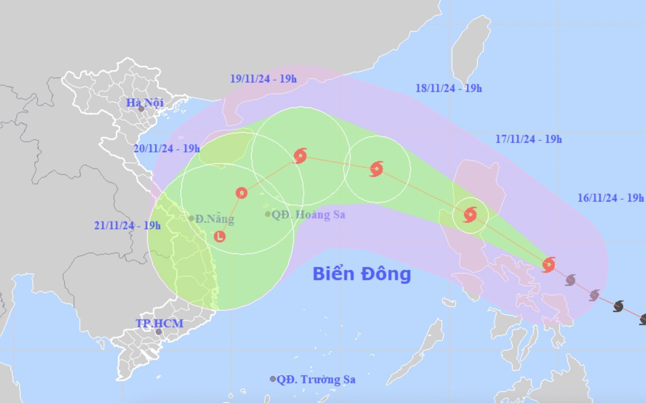 Vị trí và đường đi của siêu bão Man-Yi.