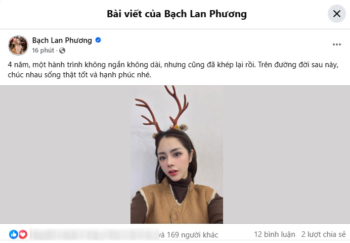 Bài đăng của vợ Huỳnh Anh