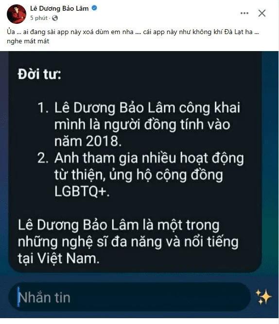 Lê Dương Bảo Lâm ngỡ ngàng với thông tin là người đồng tính, đề nghị khán giả làm ngay một việc - ảnh 1