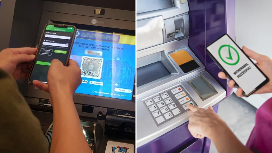 Khách hàng có thể thực hiện rút tiền không cần thẻ ATM thông qua ứng dụng ngân hàng trên điện thoại.