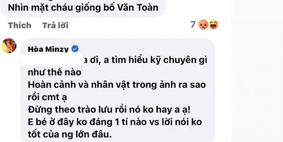 Hòa Minzy lên tiếng khi con trai bị nhận xét giống hệt Văn Toàn