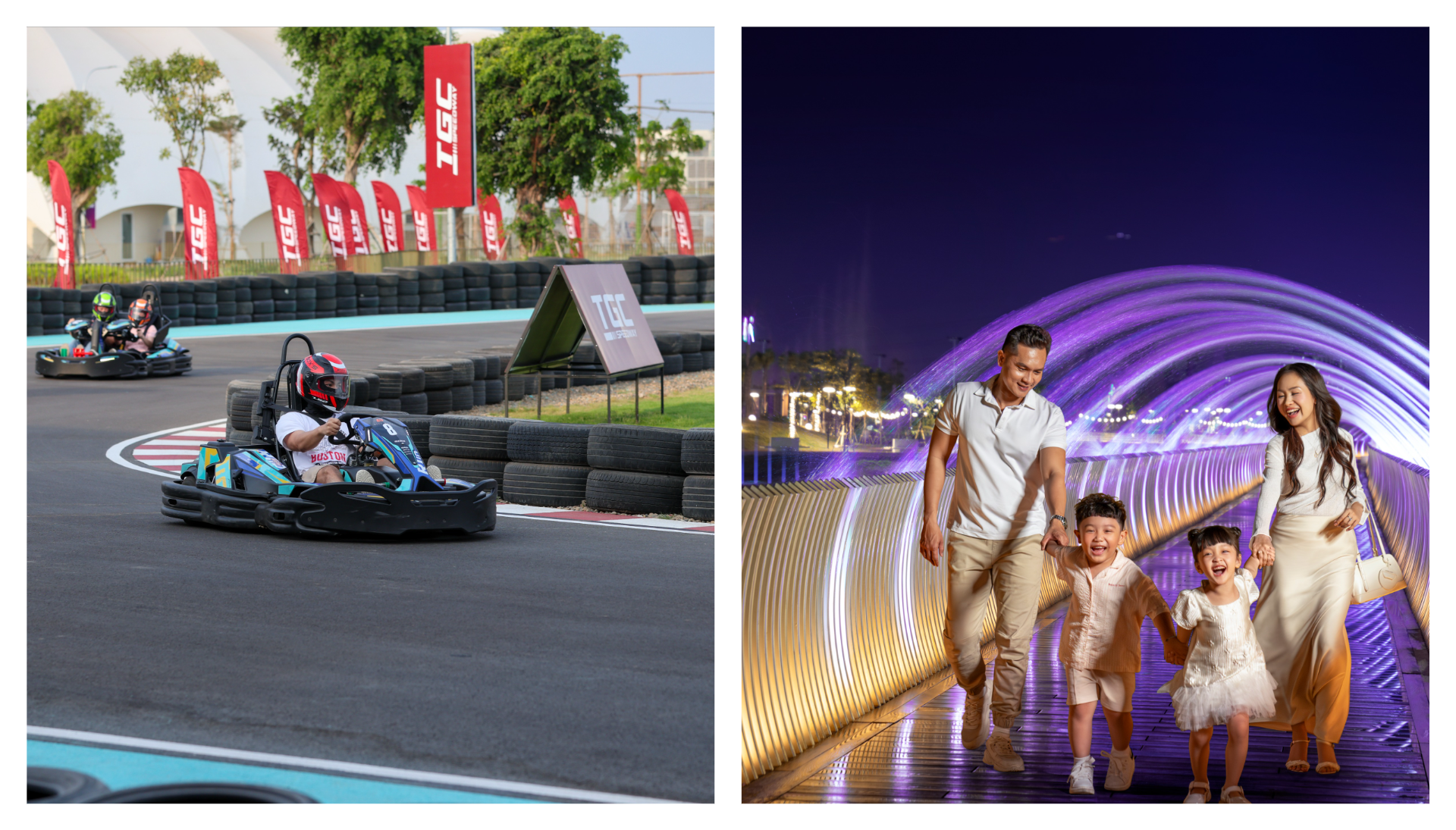 Tận hưởng khoảnh khắc sôi động tại City Park và ngập tràn cảm xúc với kênh đào nhạc nước lớn nhất Đông Nam Á tại Vịnh Tình Yêu và Cầu Ánh Trăng