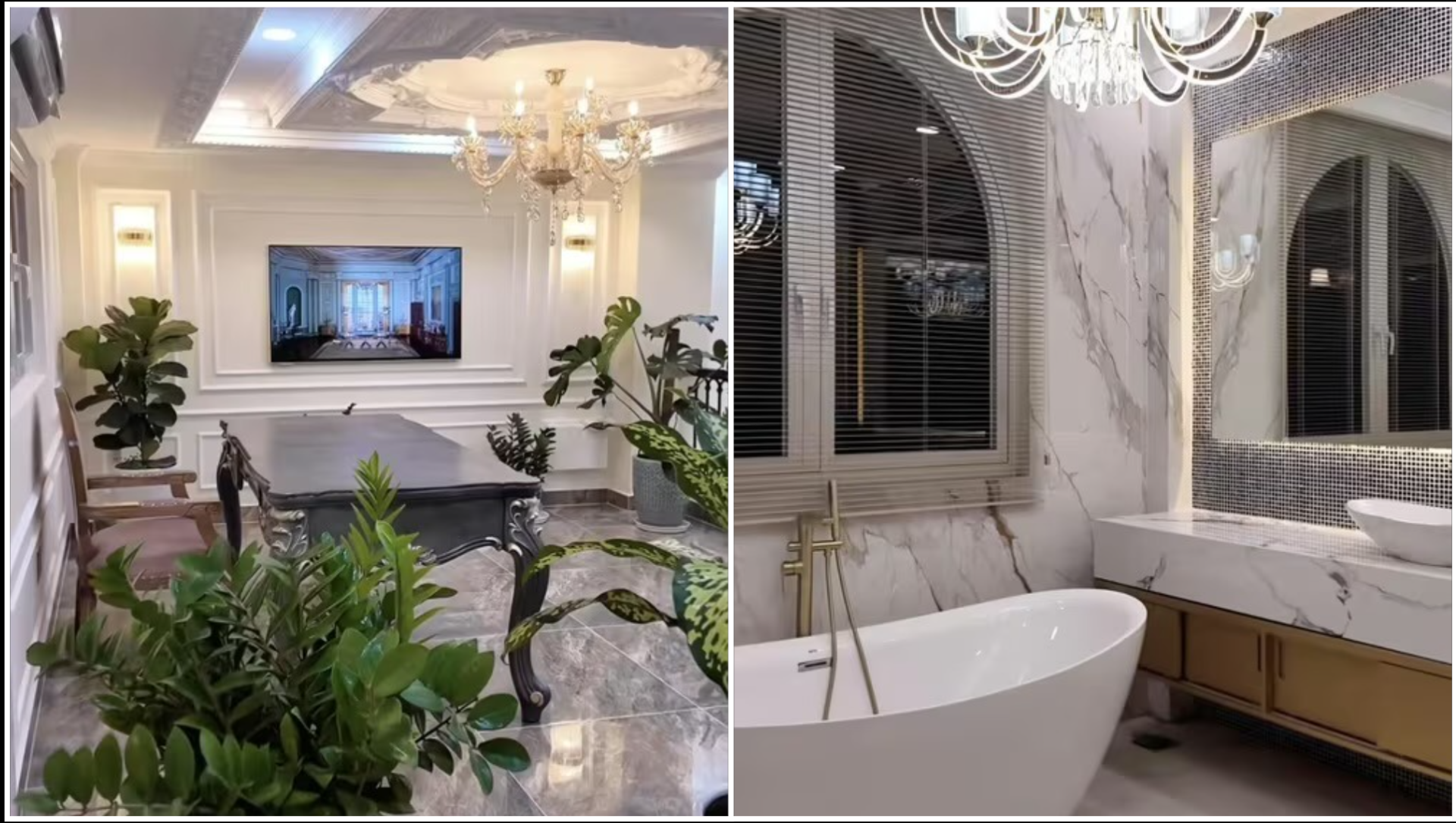 1 số hình ảnh khu vực tầng chờ và phòng tắm phong cách tân cổ điển của Bé Duy. Ảnh: beduyzuize