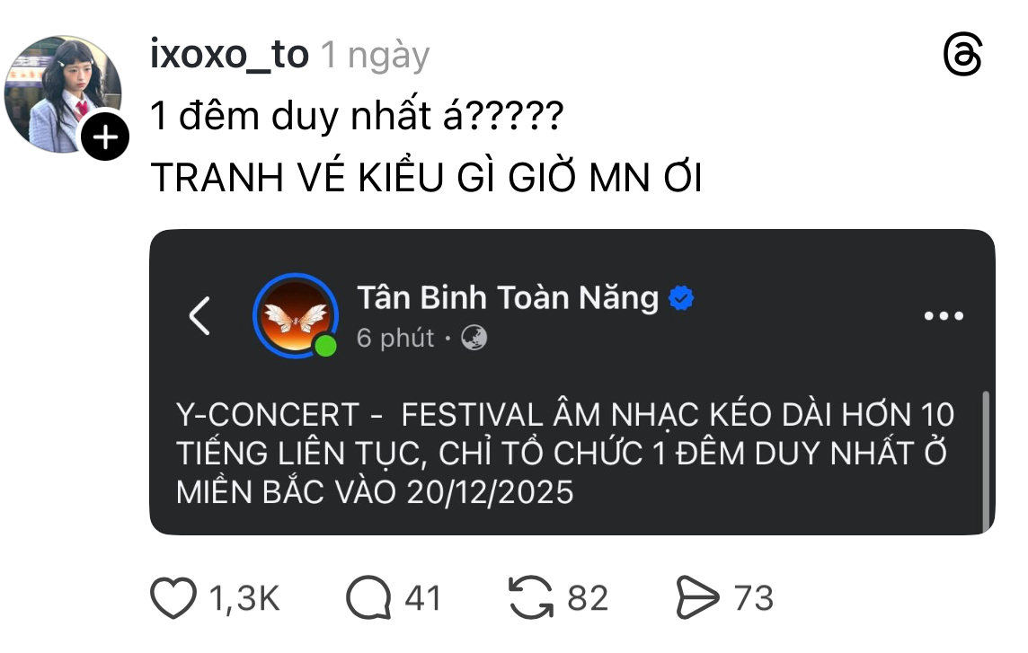Nhiều Fan sốt sắng vì sợ không tranh được vé (Nguồn: Threads)