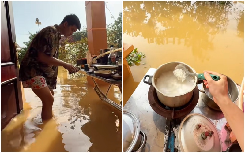 Lội nước lũ nấu “cơm cữ cho Hoàng hậu”, chồng Bắc Ninh khiến dân tình khen rần rần - ảnh 2