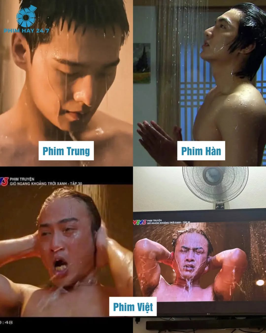 Khi phim Hàn và Trung mang vibe nam thần, còn phim Việt lại khiến khán giả… nghẹn vì cười. Nguồn: Phim Hay 24/7