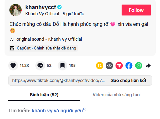 Từ khoá 'Khánh Vy và người yêu' được dân tình tìm kiếm
