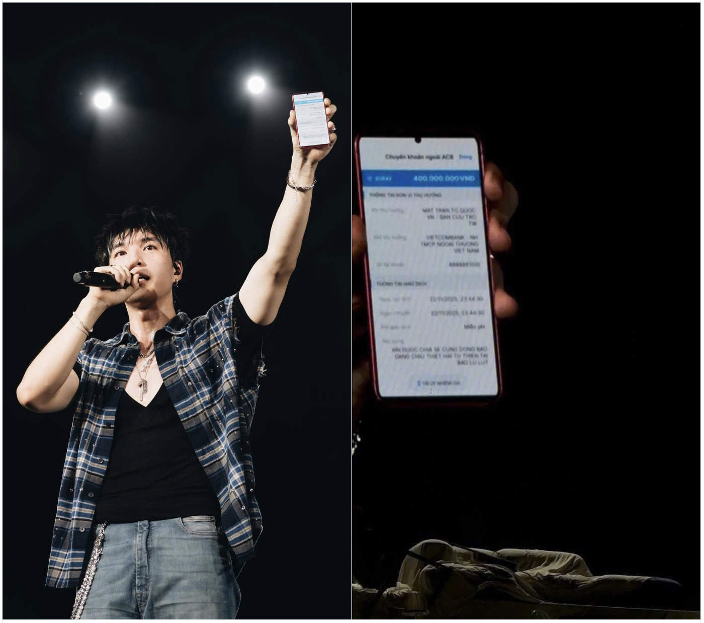 HIEUTHUHAI gây xúc động khi ủng hộ 400 triệu đồng cho miền Trung ngay trên sân khấu - ảnh 2