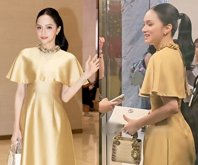 Hương Giang hiếm khi lên đồ 'chanh sả' cỡ này tại một đám cưới.