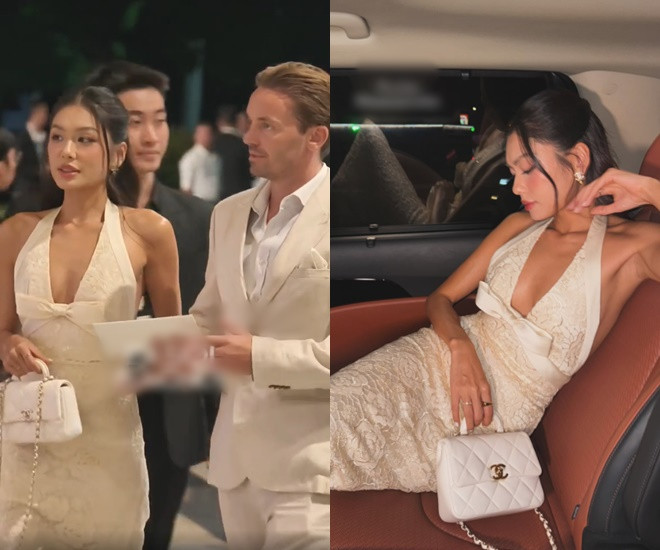 Á hậu Thảo Nhi Lê phối đầm ôm sát màu trắng với túi Chanel Coco 'ton sur ton', giá khoảng 150 triệu đồng.