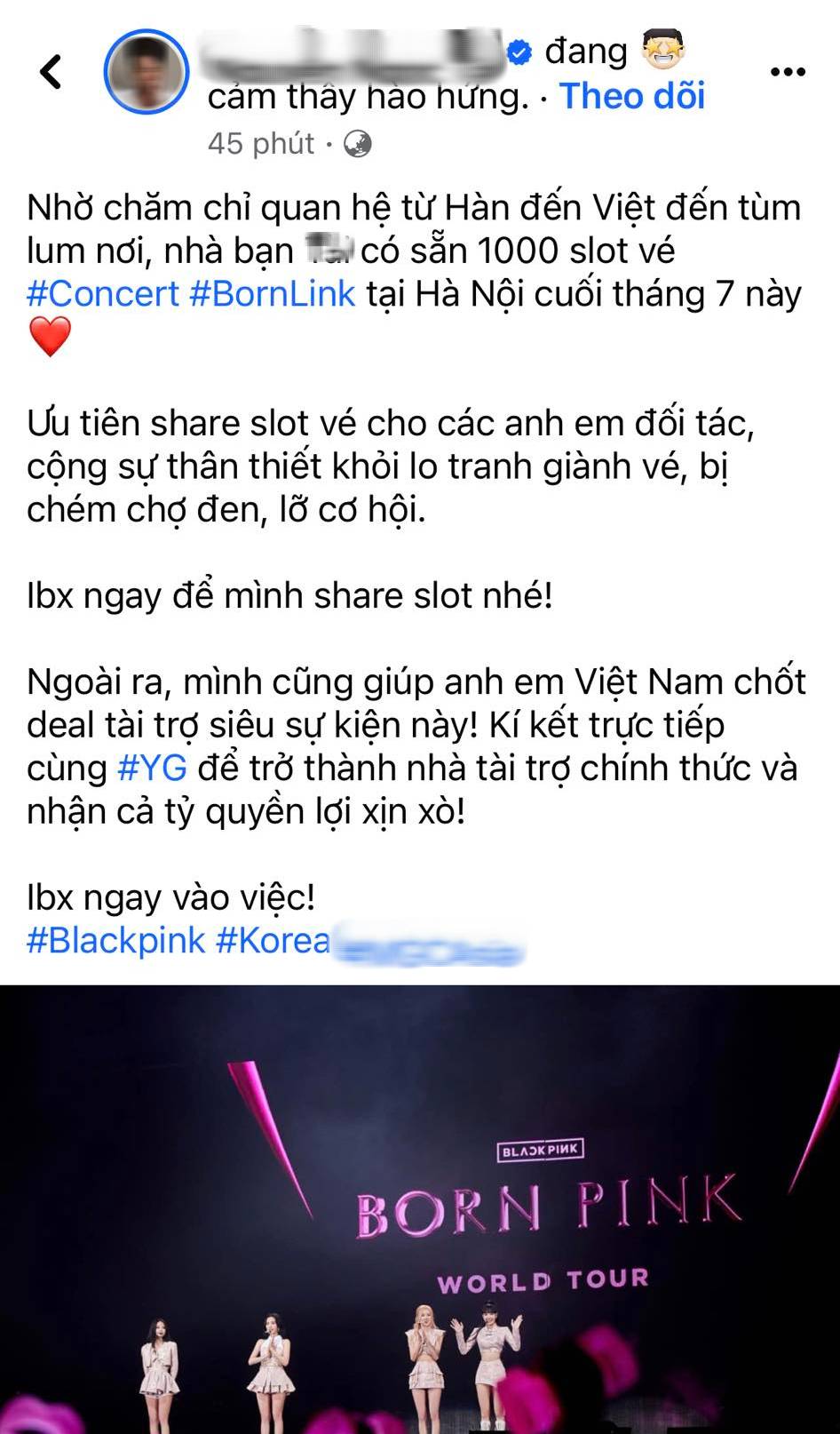 Đối tượng nhận là người quen tuồn vé từ BTC