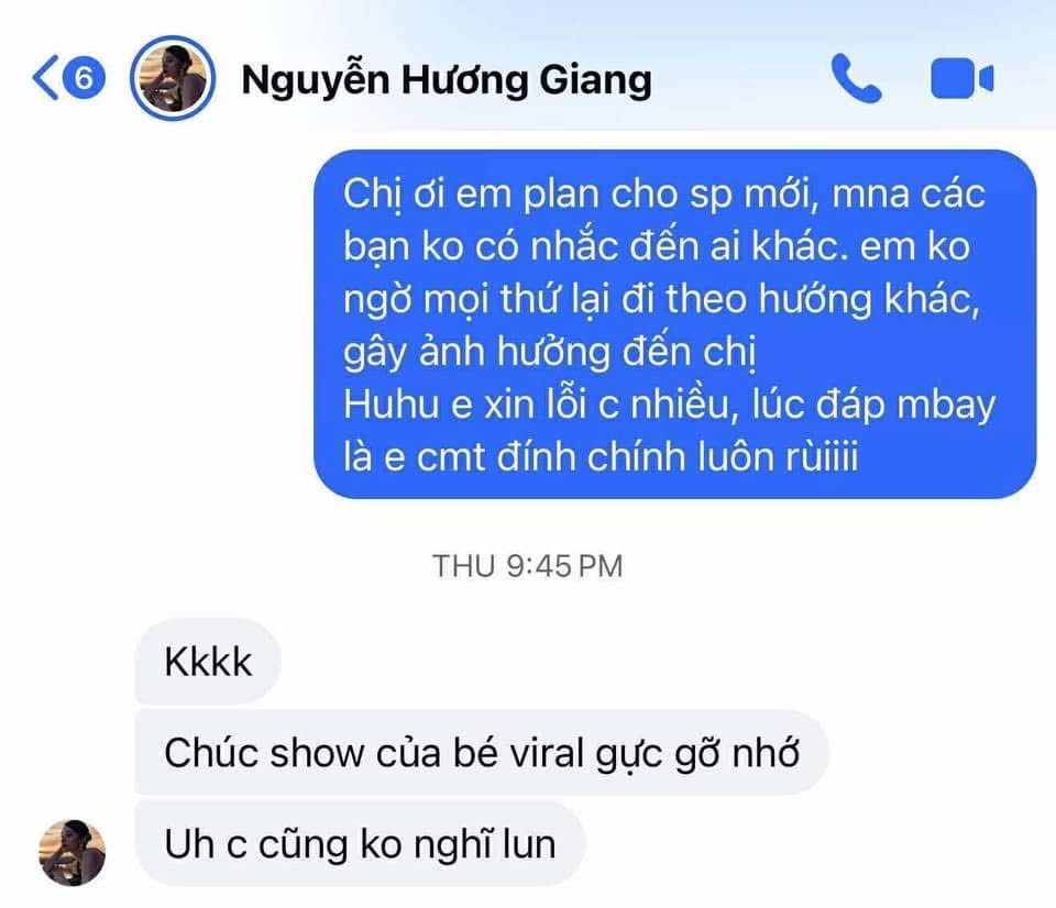 Hoa hậu Lương Thùy Linh nhắn tin riêng gửi lời xin lỗi tới Hương Giang
