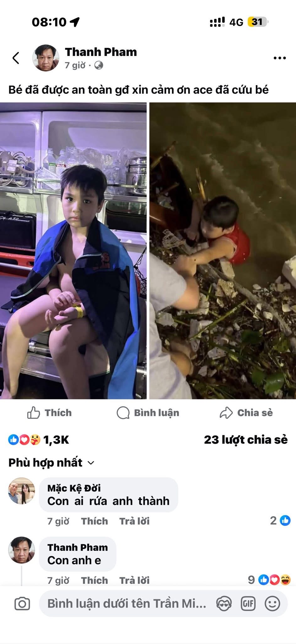 Thực hư bé trai được cứu sống kỳ diệu sau khi bị lũ cuốn từ Quảng Nam (Cũ) ra Đà Nẵng - ảnh 1