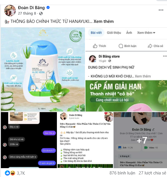 Bài đăng gần nhất Facebook của Đoàn Di Băng