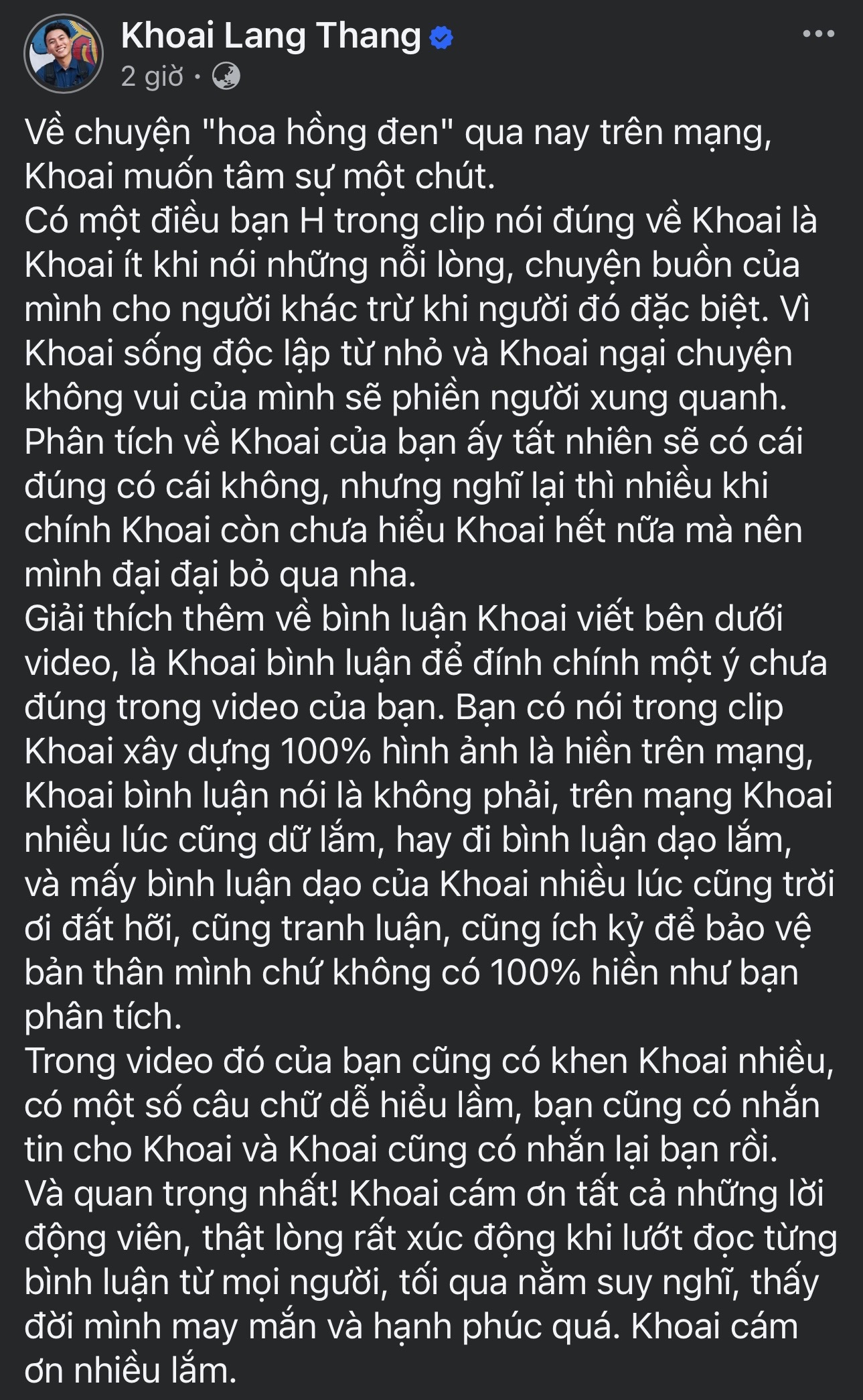 Khoai Lang Thang lên tiếng về chuyện “hoa hồng đen” sau bình luận đáp trả - ảnh 3