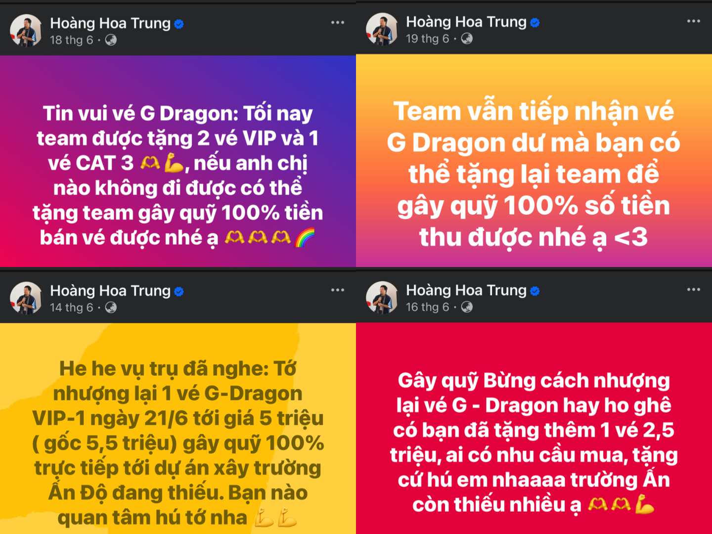 Netizen tiếp tục tranh cãi khi “đào” lại loạt bài kêu gọi gây quỹ bằng vé concert của Hoàng Hoa Trung - ảnh 3