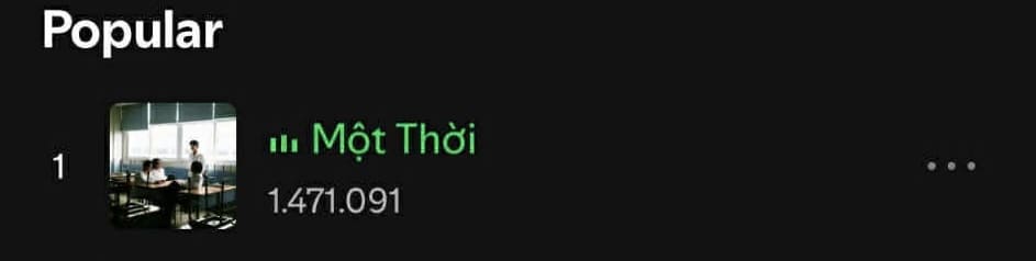 Ca khúc “Một Thời” đạt gần 1,5 triệu lượt stream trên Spotify