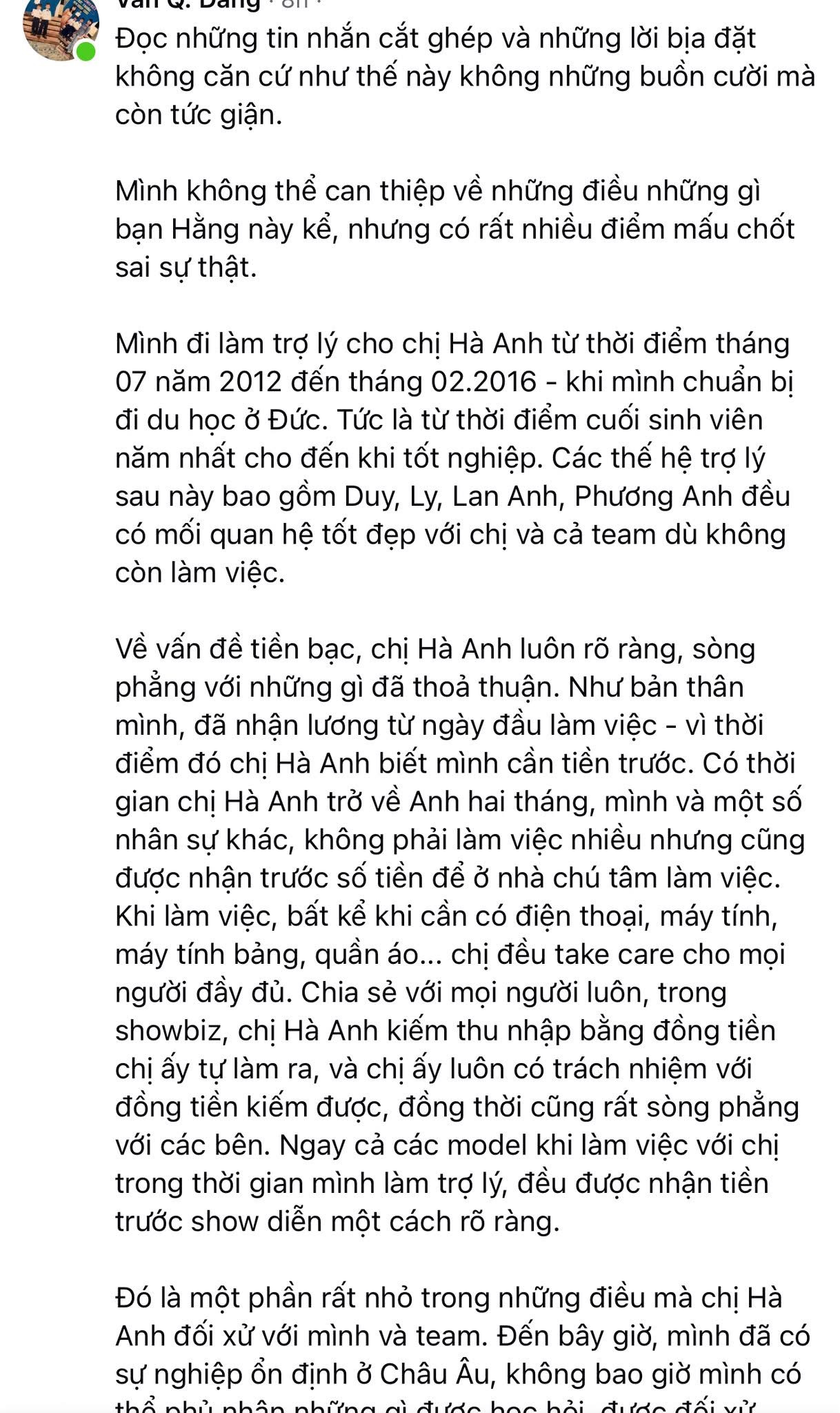 Siêu mẫu Hà Anh đáp trả vụ bị tố nợ lương 10 triệu đồng, sẵn sàng đối chất trực tiếp - ảnh 3