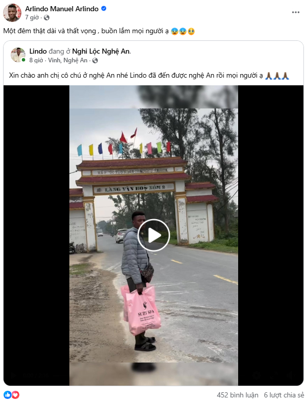 Trong clip thì nói không sao nhưng ở chú thích, Lindo lại viết: 'Một đêm thật dài và thất vọng, buồn lắm mọi người ạ'