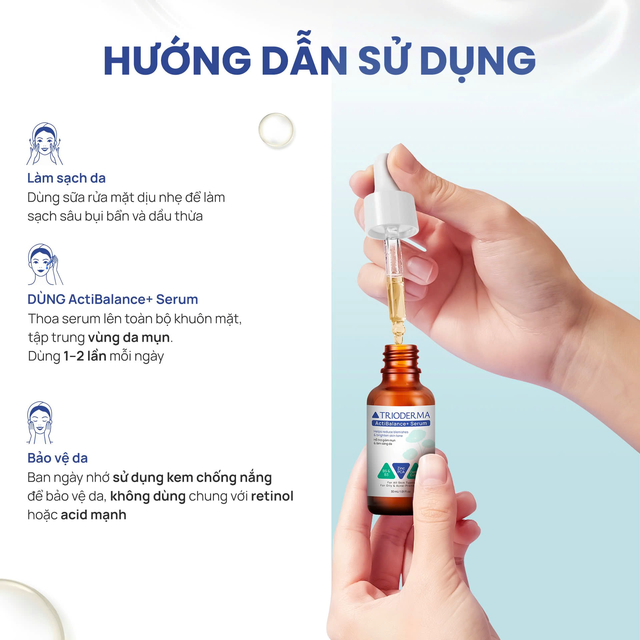 Hướng dẫn sử dụng serum giảm mụn và hỗ trợ làm sáng da Trioderma ActiBalance+ Serum chuẩn y khoa - ảnh 5