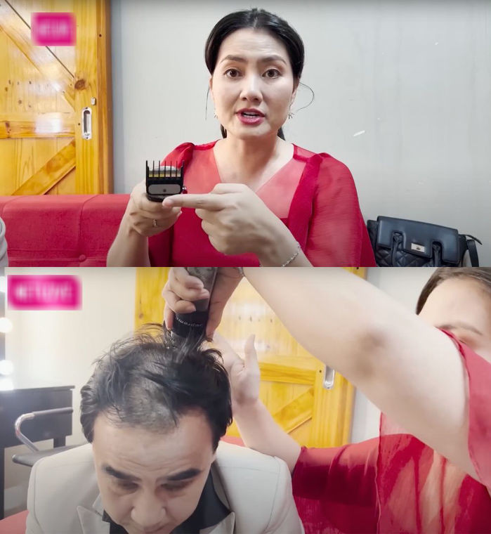 Ngọc Lan gây tranh cãi với đoạn clip cạo đầu MC Quyền Linh.