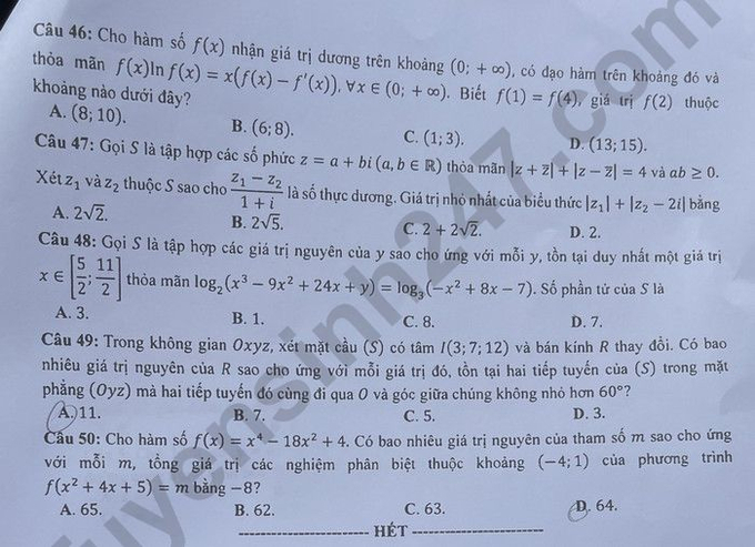 Gợi ý đáp án thi tốt nghiệp THPT 2023 môn Toán mã đề 108 - ảnh 6