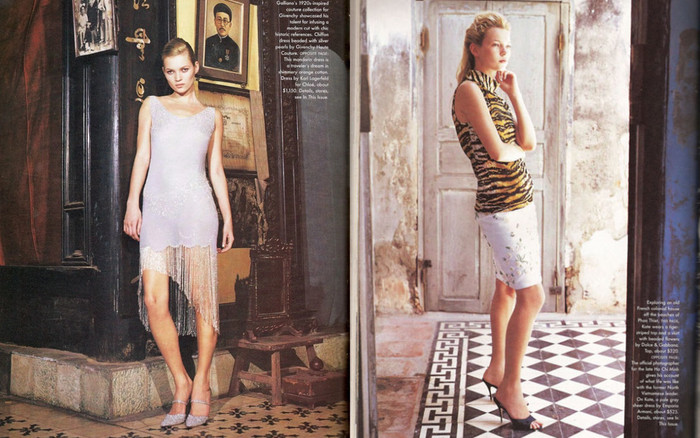 Siêu mẫu Kate Moss biểu tượng thời trang thời bấy giờ.
