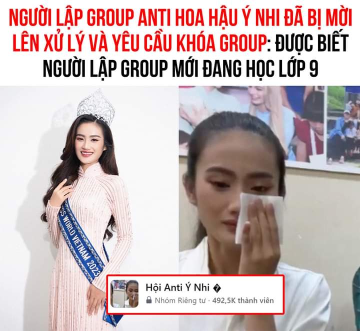 Xôn xao người đứng đằng sau group anti Hoa hậu Ý Nhi là học sinh cấp 2