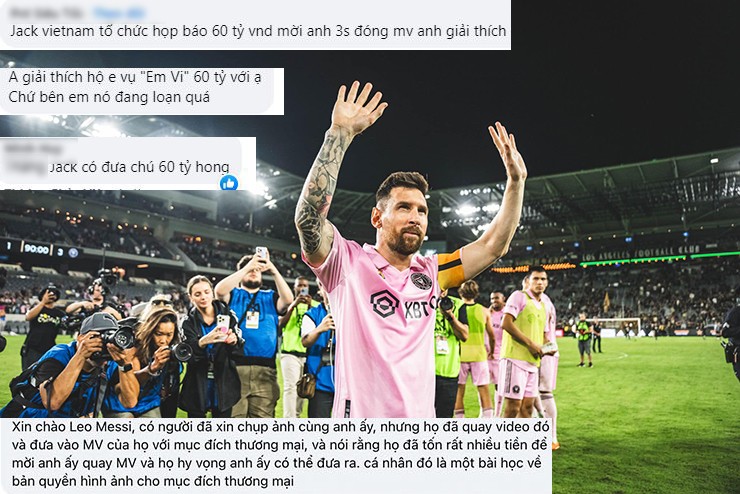 Dưới loạt ảnh mừng chiến thắng của Messi gây chú ý với vô số bình luận liên quan đến Jack và con số 60 tỷ đồng.