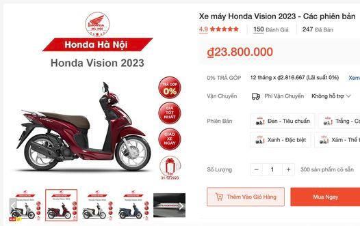 Tại một đại lý bán xe Honda Vision ở khu vực Hà Nội giá mẫu xe này 'chạm đáy' chưa tới 25 triệu đồng trên sàn thương mại điện tử