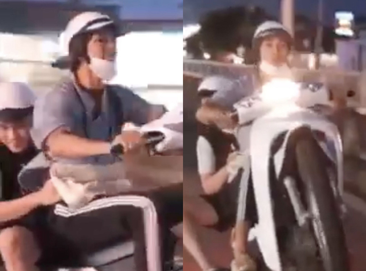 Hình ảnh 3 thanh niên chạy xe 1 bánh ‘làm xiếc’ trên quốc lộ 1 khiến nhiều người bức xúc. (Ảnh: Vietnamnet)