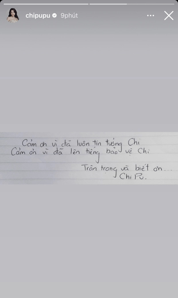 Chi Pu viết thư tay sau vài ngày vướng ồn ào