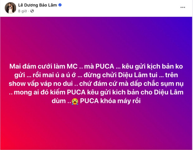 Lê Dương Bảo Lâm xác nhận làm MC cho đám cưới Đồng Tháp của Puka - Gin Tuấn Kiệt.